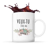 Planetee Mug blanc Témoin femme | Tasse Originale Surprise Cadeau Annonce Mariage Evjf demoiselle d'honneur Cérémonie