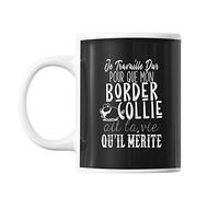 Planetee Mug Border Collie Je travaille dur | Cadeau Tasse Chien Personnalisée