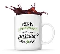 Planetee Mug Boris cap d'être mon parrain Cadeau Annonce Grossesse
