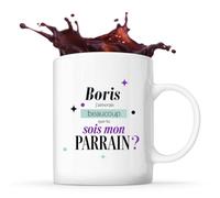 Planetee Mug Boris sois mon parrain Cadeau Annonce Grossesse