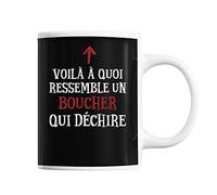 Planetee Mug Boucher Qui déchire | Tasse café métier pour collègue de travail ami ou famille | Imprimé en France