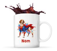 Planetee Mug Braque de l'Ariège : Super-héros | Tasse en Céramique 330 ml Recto Verso Passe au Lave-Vaisselle | Café Thé Bureau Maison | Cadeau Propriétaire Chien Collègue Anniversaire Noël