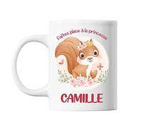 Planetee Mug Camille Princesse Écureuil | Tasse prénom idée cadeau Humour Mignon pour enfant fille | Imprimé en France