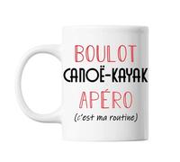 Planetee Mug Canoë-Kayak C'est ma Routine Blanc - Tasse Humour