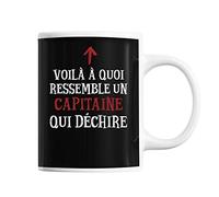 Planetee Mug Capitaine Qui déchire | Tasse café métier pour collègue de travail ami ou famille | Imprimé en France