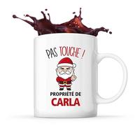 Planetee Mug Carla Pas Touche Père Noël - Tasse Originale - Secret santa Cadeau Noël Humour Insolite Collègue