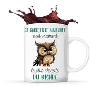 Planetee Mug Ce gardien d'immeuble Le plus Chouette | Tasse Métier Collègue Cadeau Travail Boulot Départ Retraite