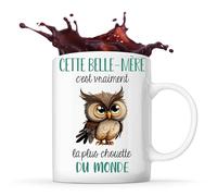 Planetee Mug Cette Belle-Mère La plus Chouette | Tasse Fête des Mères Prénom Cadeau Anniversaire Noël Humour