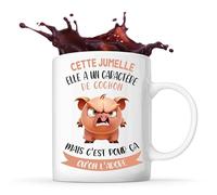Planetee Mug Cette Jumelle Caractère de Cochon | Tasse Famille Soeur Prénom Cadeau Anniversaire Noël Humour