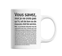 Planetee Mug Chef de service Homme Bon ou Mauvais Blanc | Tasse humour métier imprimée en France