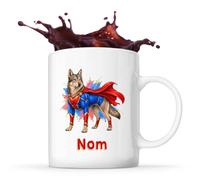 Planetee Mug Chien-Loup de Saarloos : Super-héros | Tasse en Céramique 330 ml Recto Verso Passe au Lave-Vaisselle | Café Thé Bureau Maison | Cadeau Propriétaire Chien Collègue Anniversaire Noël