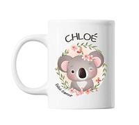 Planetee Mug Chloé Bébé d'amour Koala | Tasse prénom idée cadeau Humour Mignon pour enfant fille | Imprimé en France