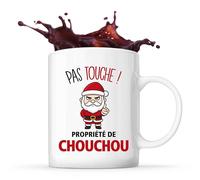 Planetee Mug Chouchou Pas Touche Père Noël - Tasse Originale - Secret santa Cadeau Noël Humour Insolite Collègue