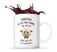 Planetee Mug Christian Doux comme un Agneau | Tasse Prénom Cadeau Anniversaire Noël Humour