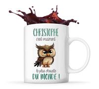 Planetee Mug Christophe Le plus Chouette | Tasse Prénom Cadeau Anniversaire Noël Humour