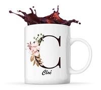 Planetee Mug Cloé | Tasse prénom femme avec Lettre fleur | Idée cadeau pour anniversaire noël et fête des mères