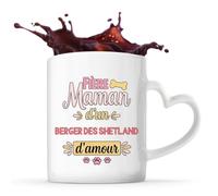 Planetee Mug coeur Fière Maman Berger des Shetland d'amour Cadeau Vanlife Propriétaire de Chien