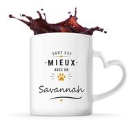 Planetee Mug coeur Mieux avec un Savannah Cadeau Propriétaire de Chat