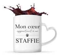Planetee Mug coeur Mon coeur Staffie Cadeau Vanlife Propriétaire de Chien