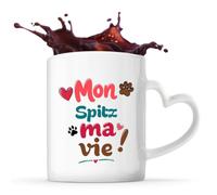 Planetee Mug coeur Mon Spitz ma vie Cadeau Vanlife Propriétaire de Chien