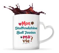 Planetee Mug coeur Mon Staffordshire Bull Terrier ma vie Cadeau Vanlife Propriétaire de Chien