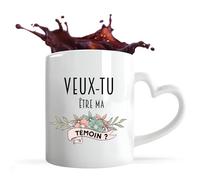 Planetee Mug coeur Témoin femme | Tasse avec une anse coeur Originale Surprise Cadeau Annonce Mariage Evjf demoiselle d'honneur Cérémonie