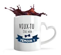 Planetee Mug coeur Témoin homme | Tasse avec une anse coeur Originale Surprise Cadeau Annonce Mariage Evg Garçon d'honneur Cérémonie