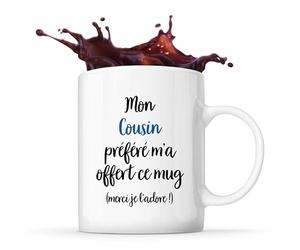 Planetee Mug Cousin préféré | Tasse Cadeau Famille Amis Anniversaire Noël Cousin Cousine