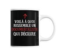 Planetee Mug Documentaliste Qui déchire | Tasse café métier pour collègue de travail ami ou famille | Imprimé en France