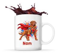 Planetee Mug Dogue de Bordeaux : Super-héros | Tasse en Céramique 330 ml Recto Verso Passe au Lave-Vaisselle | Café Thé Bureau Maison | Cadeau Propriétaire Chien Collègue Anniversaire Noël