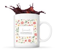 Planetee Mug Ecommerçante Exceptionnelle motif floral femme tasse café céramique 325 ml idée cadeau collègue travail Secret Santa départ retraite anniversaire Noël