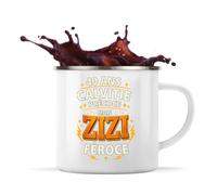 Planetee Mug Émaillé 40 ans calvitie précoce mais zizi féroce | Tasse de Camping 300 ml Recto Verso Passe au Lave-Vaisselle, Randonnée Bivouac Bureau, Cadeau Chauve Homme Femme Anniversaire