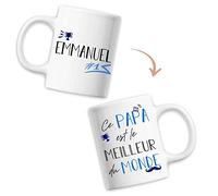 Planetee Mug Emmanuel Meilleur Papa du Monde - Tasse Fête des Pères Anniversaire Cadeau personnalisé prénom Humour - Imprimé en France