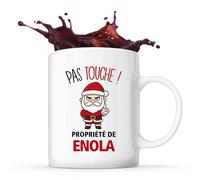 Planetee Mug Enola Pas Touche Père Noël - Tasse Originale - Secret santa Cadeau Noël Humour Insolite Collègue