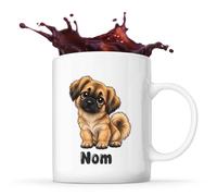 Planetee Mug Épagneul Tibétain : Chibi | Tasse en Céramique 330 ml Recto Verso Passe au Lave-Vaisselle | Café Thé Bureau Maison | Cadeau Propriétaire Chien Collègue Anniversaire Noël