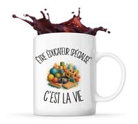Planetee Mug Être éducateur spécialisé c'est la vie | Tasse en Céramique 330 ml Recto Verso Passe au Lave-Vaisselle | Café Thé Bureau Maison