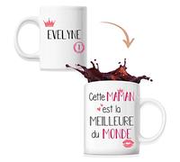 Planetee Mug Evelyne Meilleure Maman | Tasse Café Thé Prénom Idée Cadeau Fête des Mères Fille Tante Humour