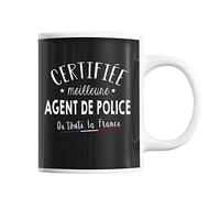 Planetee Mug Femme Agent de Police Meilleure de France | Tasse Noir métier