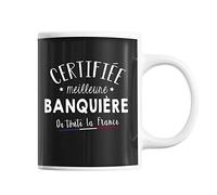 Planetee Mug Femme Banquière Meilleure de France | Tasse Noir métier