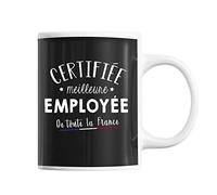 Planetee Mug Femme Employée Meilleure de France | Tasse Noir métier