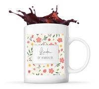 Planetee Mug Femme Linda d'amour motif floral Mug Café 325 ml Céramique Tasse Café Thé Bureau Maison Cadeau Femme Anniversaire Noël