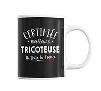 Planetee Mug Femme Tricoteuse Meilleure de France | Tasse Noir métier