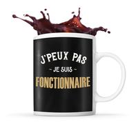 Planetee Mug Fonctionnaire J'peux pas | Tasse café métier original pour collègue de travail ami ou famille | Imprimé en France