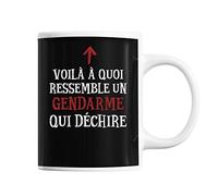 Planetee Mug Gendarme Qui déchire | Tasse café métier pour collègue de travail ami ou famille | Imprimé en France