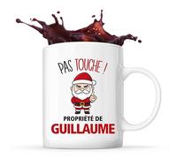 Planetee Mug Guillaume Pas Touche Père Noël - Tasse Originale - Secret santa Cadeau Noël Humour Insolite Collègue