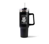 Planetee Mug Isotherme 1,2L - Je peux pas batterie musique Noir - Bouteille avec Anse, Paille et Couvercle - Idée Cadeau Gourde Personnalisée