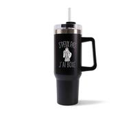 Planetee Mug Isotherme 1,2L - Je peux pas boxe thai muay-thaï Noir - Bouteille avec Anse, Paille et Couvercle - Idée Cadeau Gourde Personnalisée