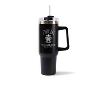 Planetee Mug Isotherme 1,2L - Je peux pas caserne pompier Noir - Bouteille avec Anse, Paille et Couvercle - Idée Cadeau Gourde Personnalisée