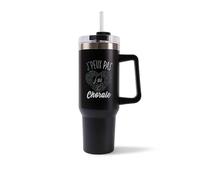 Planetee Mug Isotherme 1,2L - Je peux pas chorale Noir - Bouteille avec Anse, Paille et Couvercle - Idée Cadeau Gourde Personnalisée