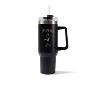 Planetee Mug Isotherme 1,2L - Je peux pas gym Noir - Bouteille avec Anse, Paille et Couvercle - Idée Cadeau Gourde Personnalisée